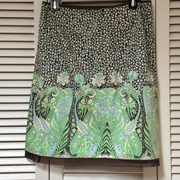 Elie Tahari Cotton Art Nouveau Print Skirt Size 6 Generous Fit - Picture 4 of 15